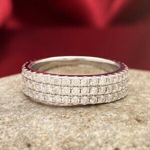 NEW Certified 2-3 ct.t.w. Moissanite Three Row Pave Full Eternity Band Ring